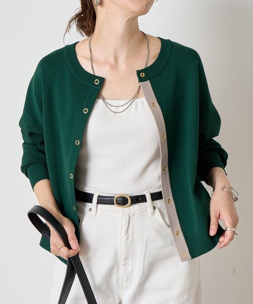 Jena espace merveilleux（ジェナ　エスパスメルヴェイユ）の「【前後2WAY仕様／ロングシーズン着れる！】ビハイ袖メッシュ2WAYカーディガン（カーディガン/ボレロ・レディース・ブラック/グレー/グリーン/パープル・FREE）」の20枚目の写真