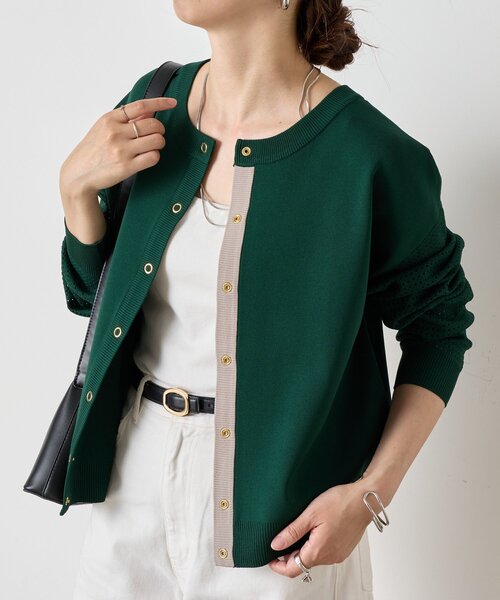 Jena espace merveilleux（ジェナ　エスパスメルヴェイユ）の「【前後2WAY仕様／ロングシーズン着れる！】ビハイ袖メッシュ2WAYカーディガン（カーディガン/ボレロ・レディース・ブラック/グレー/グリーン/パープル・FREE）」の21枚目の写真