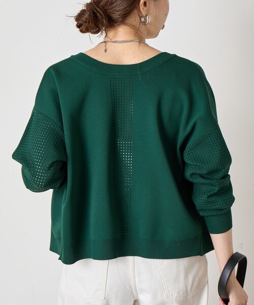 Jena espace merveilleux（ジェナ　エスパスメルヴェイユ）の「【前後2WAY仕様／ロングシーズン着れる！】ビハイ袖メッシュ2WAYカーディガン（カーディガン/ボレロ・レディース・ブラック/グレー/グリーン/パープル・FREE）」の22枚目の写真