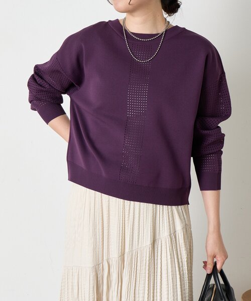 Jena espace merveilleux（ジェナ　エスパスメルヴェイユ）の「【前後2WAY仕様／ロングシーズン着れる！】ビハイ袖メッシュ2WAYカーディガン（カーディガン/ボレロ・レディース・ブラック/グレー/グリーン/パープル・FREE）」の6枚目の写真