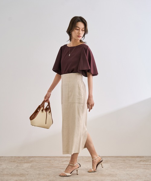 ROPE'（ロペ）の「【洗える】フレアスリーブオーバーブラウス【WEB・一部店舗限定】（シャツ/ブラウス・レディース・オフホワイト/ブラック/ワイン・FREE）」の6枚目の写真