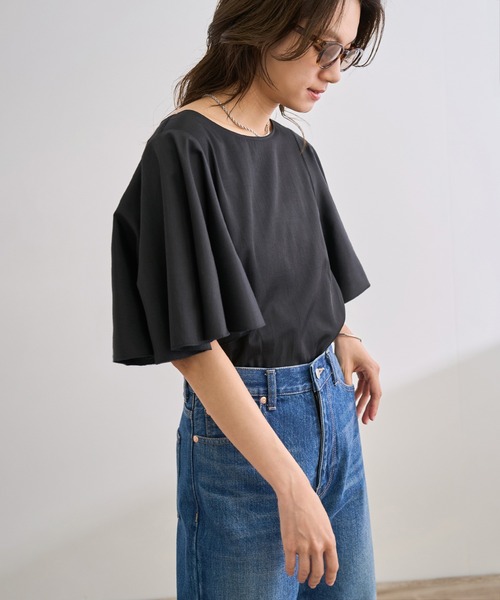 ROPE'（ロペ）の「【洗える】フレアスリーブオーバーブラウス【WEB・一部店舗限定】（シャツ/ブラウス・レディース・オフホワイト/ブラック/ワイン・FREE）」の7枚目の写真