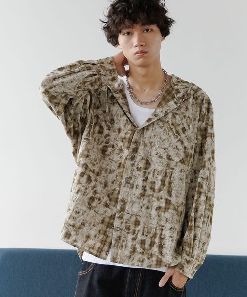 ブラウス シャツ 「UNISEX」オンブレフードシャツ レディース メンズ UNISEX》オンブレフードシャツ（シャツ/ブラウス）｜PBLIM