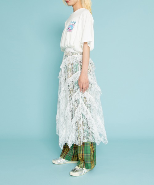 PUNYUS（プニュズ）の「レースレイヤードスカート（スカート・レディース・ブラック/ホワイト・1/2/3/4）」の3枚目の写真