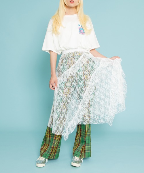 PUNYUS（プニュズ）の「レースレイヤードスカート（スカート・レディース・ブラック/ホワイト・1/2/3/4）」の5枚目の写真