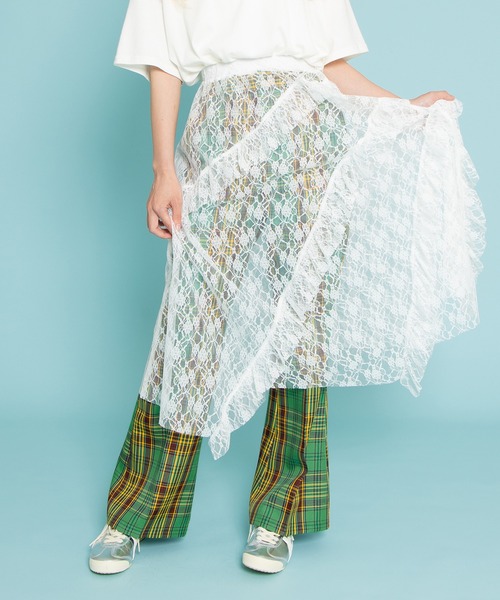 PUNYUS（プニュズ）の「レースレイヤードスカート（スカート・レディース・ブラック/ホワイト・1/2/3/4）」の6枚目の写真