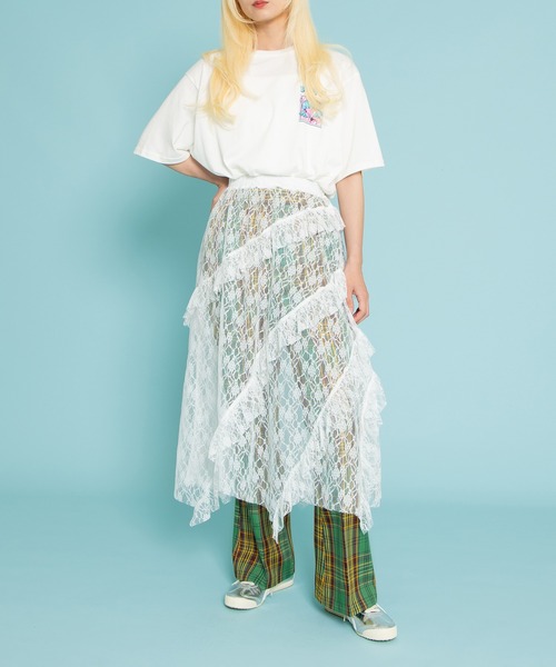 PUNYUS（プニュズ）の「レースレイヤードスカート（スカート・レディース・ブラック/ホワイト・1/2/3/4）」の7枚目の写真