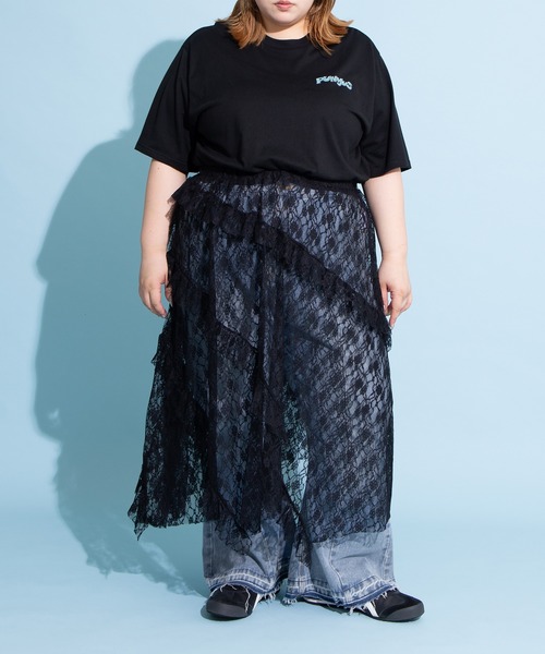PUNYUS（プニュズ）の「レースレイヤードスカート（スカート・レディース・ブラック/ホワイト・1/2/3/4）」の15枚目の写真