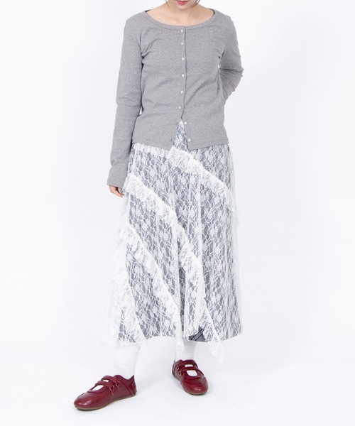 PUNYUS（プニュズ）の「レースレイヤードスカート（スカート・レディース・ブラック/ホワイト・1/2/3/4）」の19枚目の写真