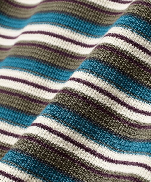 B:MING by BEAMS（ビーミングバイビームス）の「ワッフル ボーダー ヘンリーネック ロングスリーブ カットソー（Tシャツ/カットソー・メンズ・オリーブ/ネイビー・SMALL/MEDIUM/LARGE/X-LARGE）」の13枚目の写真