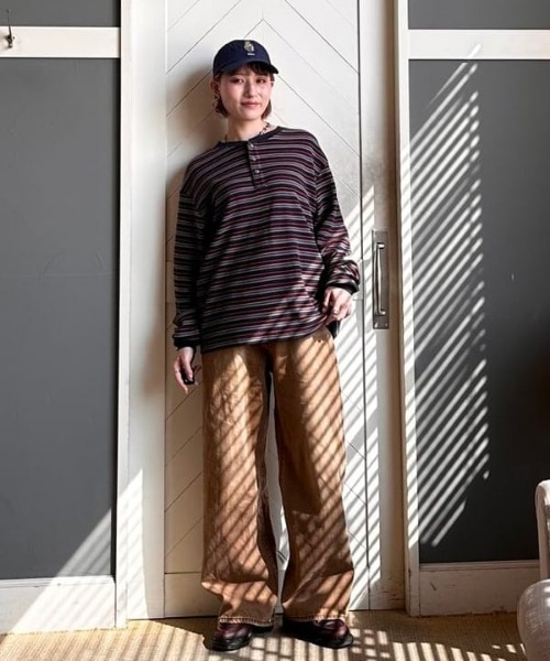 B:MING by BEAMS（ビーミングバイビームス）の「ワッフル ボーダー ヘンリーネック ロングスリーブ カットソー（Tシャツ/カットソー・メンズ・オリーブ/ネイビー・SMALL/MEDIUM/LARGE/X-LARGE）」の21枚目の写真