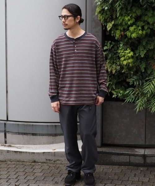 B:MING by BEAMS（ビーミングバイビームス）の「ワッフル ボーダー ヘンリーネック ロングスリーブ カットソー（Tシャツ/カットソー・メンズ・オリーブ/ネイビー・SMALL/MEDIUM/LARGE/X-LARGE）」の18枚目の写真