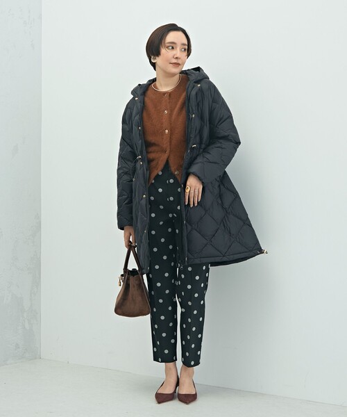 美品Nolly’s Taion タイオン別注ミドル丈Aラインフードダウンコート黒 TAION/タイオン】別注ミドル丈Aラインフードダウン | NOLLEY'S