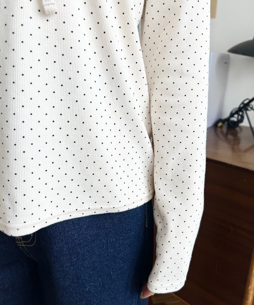 moment+(モーメントプラス)の「ドットプリントバレエコアパフスリーブ長袖カットソー(Tシャツ/カットソー・レディース・ブラック系その他/ホワイト系その他・L/M)」の14枚目の写真