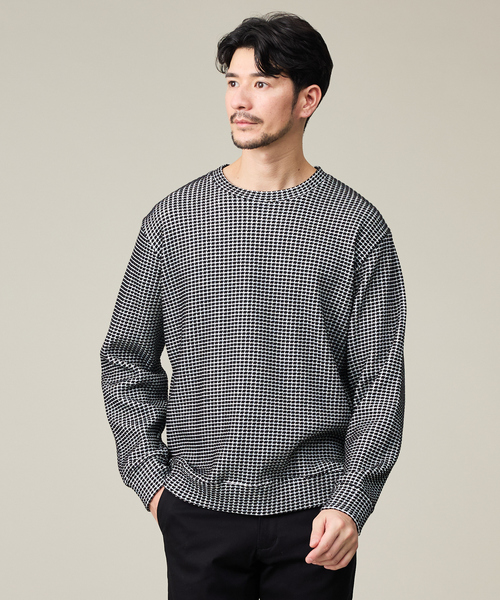 ABAHOUSE GRAY（アバハウスグレイ）の「【立体ビッグワッフル】 長袖Tシャツ（Tシャツ/カットソー・メンズ・ブラック/ホワイト/グレイッシュベージュ/グレイッシュブルー・46/48）」の2枚目の写真