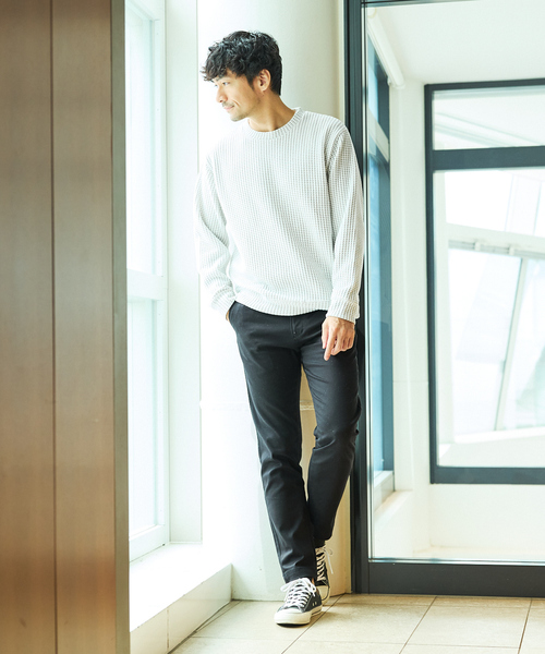 ABAHOUSE GRAY（アバハウスグレイ）の「【立体ビッグワッフル】 長袖Tシャツ（Tシャツ/カットソー・メンズ・ブラック/ホワイト/グレイッシュベージュ/グレイッシュブルー・46/48）」の5枚目の写真