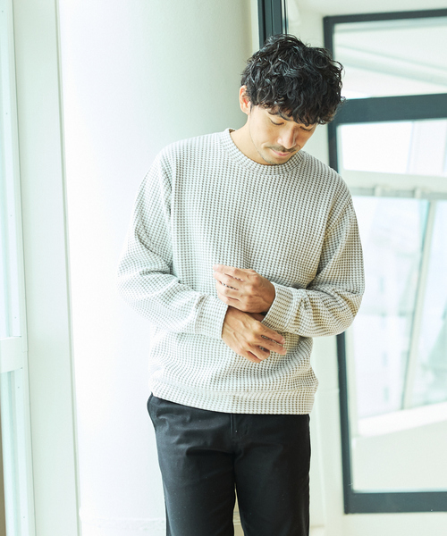 ABAHOUSE GRAY（アバハウスグレイ）の「【立体ビッグワッフル】 長袖Tシャツ（Tシャツ/カットソー・メンズ・ブラック/ホワイト/グレイッシュベージュ/グレイッシュブルー・46/48）」の12枚目の写真