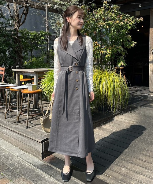 Cherie chuu(シェリーチュウ)の「【megumi企画】ノースリロングジレワンピ/Cherie chuu(ワンピース・レディース・アイボリー/ベージュ/グレー・SMALL/MEDIUM)」の17枚目の写真
