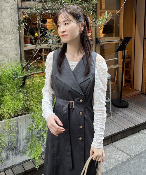Cherie chuu(シェリーチュウ)の「【megumi企画】ノースリロングジレワンピ/Cherie chuu(ワンピース・レディース・アイボリー/ベージュ/グレー・SMALL/MEDIUM)」の19枚目の写真