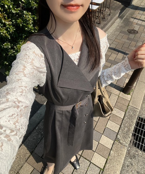 Cherie chuu(シェリーチュウ)の「【megumi企画】ノースリロングジレワンピ/Cherie chuu(ワンピース・レディース・アイボリー/ベージュ/グレー・SMALL/MEDIUM)」の21枚目の写真