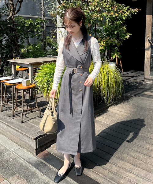 Cherie chuu(シェリーチュウ)の「【megumi企画】ノースリロングジレワンピ/Cherie chuu(ワンピース・レディース・アイボリー/ベージュ/グレー・SMALL/MEDIUM)」の18枚目の写真