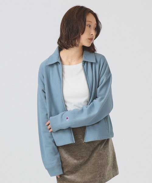 Ray BEAMS（レイビームス）の「【別注】Champion / ジップ スウェット（スウェット・レディース・ブラック/ブルー系その他/バーガンディー・MEDIUM）」の3枚目の写真