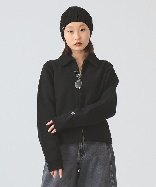 Ray BEAMS（レイビームス）の「【別注】Champion / ジップ スウェット（スウェット・レディース・ブラック/ブルー系その他/バーガンディー・MEDIUM）」の2枚目の写真