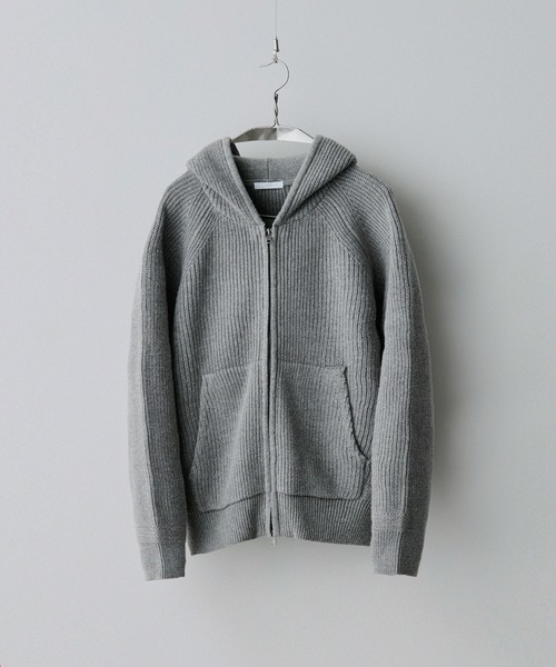WYM LIDNM AZE KNIT CROPPED HOODIE グレー系 S WYM LIDNM（ウィム バイ リドム）の「AZE KNIT CROPPED HOODIE（ニット
