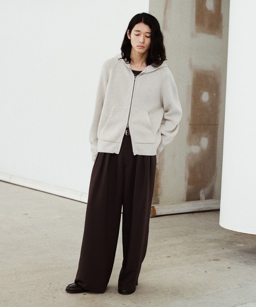 WYM LIDNM（ウィム バイ リドム）の「AZE KNIT CROPPED HOODIE（ニット/セーター・メンズ・杢グレー/オフホワイト/グレー系/チャコール・S/M/L）」の15枚目の写真