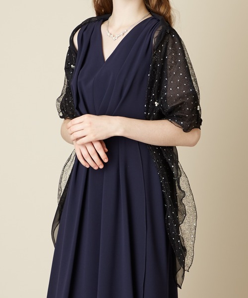 AIMER(エメ)の「ラメレース×シフォンストール(ストール/ショール・レディース・アイボリー/ブラック/ピンク/ベージュ/シルバー/ライトグレー・フリ-)」の3枚目の写真