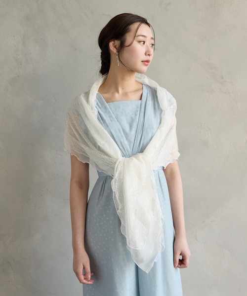 AIMER(エメ)の「ラメレース×シフォンストール(ストール/ショール・レディース・アイボリー/ブラック/ピンク/ベージュ/シルバー/ライトグレー・フリ-)」の13枚目の写真