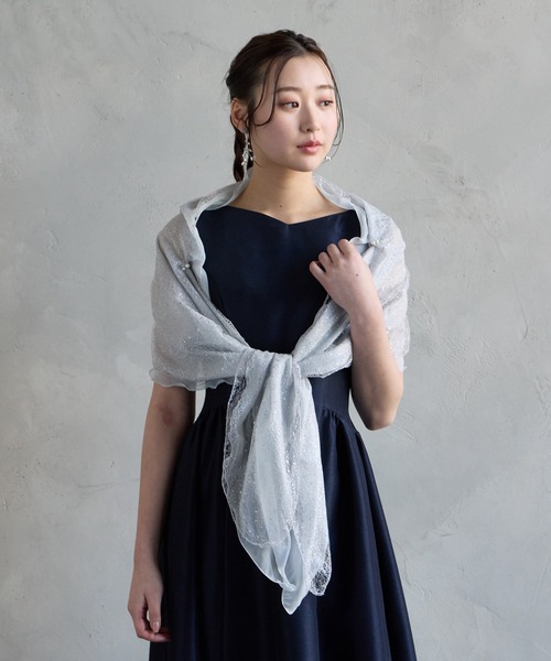 AIMER(エメ)の「ラメレース×シフォンストール(ストール/ショール・レディース・アイボリー/ブラック/ピンク/ベージュ/シルバー/ライトグレー・フリ-)」の8枚目の写真