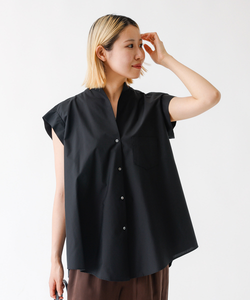 DESIGNWORKS(デザインワークス)の「コットンノースリーブシャツ(シャツ/ブラウス・レディース・ブラック系その他/ブラック/ホワイト・フリー)」の8枚目の写真