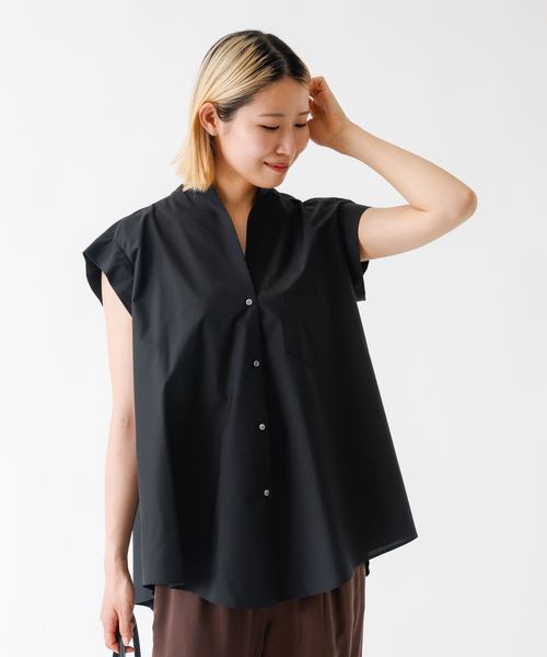 DESIGNWORKS(デザインワークス)の「コットンノースリーブシャツ(シャツ/ブラウス・レディース・ブラック系その他/ブラック/ホワイト・フリー)」の10枚目の写真