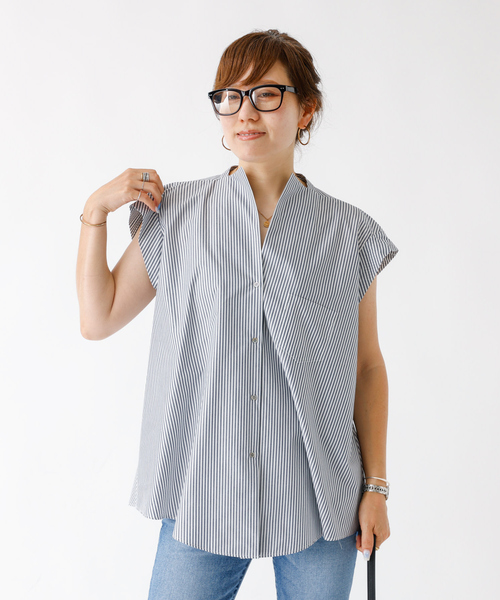 DESIGNWORKS(デザインワークス)の「コットンノースリーブシャツ(シャツ/ブラウス・レディース・ブラック系その他/ブラック/ホワイト・フリー)」の11枚目の写真