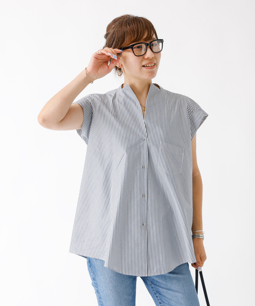 DESIGNWORKS(デザインワークス)の「コットンノースリーブシャツ(シャツ/ブラウス・レディース・ブラック系その他/ブラック/ホワイト・フリー)」の12枚目の写真