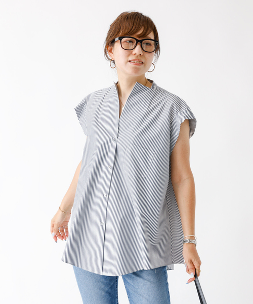 DESIGNWORKS(デザインワークス)の「コットンノースリーブシャツ(シャツ/ブラウス・レディース・ブラック系その他/ブラック/ホワイト・フリー)」の13枚目の写真