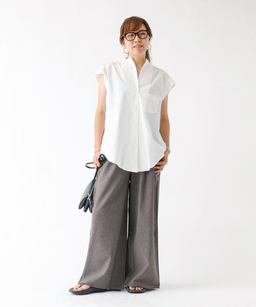 DESIGNWORKS(デザインワークス)の「コットンノースリーブシャツ(シャツ/ブラウス・レディース・ブラック系その他/ブラック/ホワイト・フリー)」の15枚目の写真