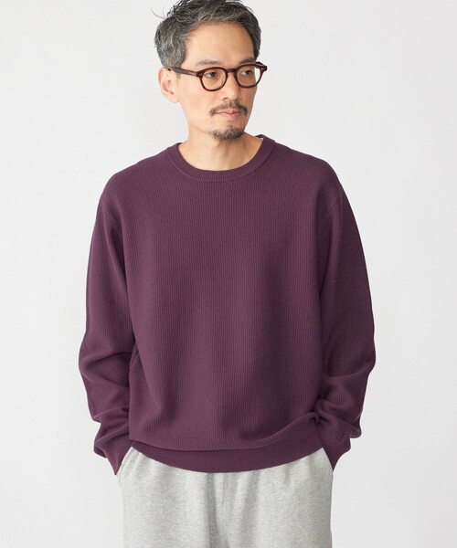 シップス（SHIPS）/SHIPS:〈手洗い可能〉TEXBRID(R) コットン ウール ピケ クルーネック ニット SHIPS:〈手洗い可能〉TEXBRID(R) コットン ウール ピケ クルーネック