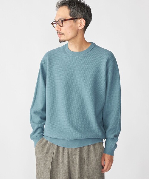 SHIPS:〈手洗い可能〉TEXBRID(R) コットン ウール ピケ クルーネック