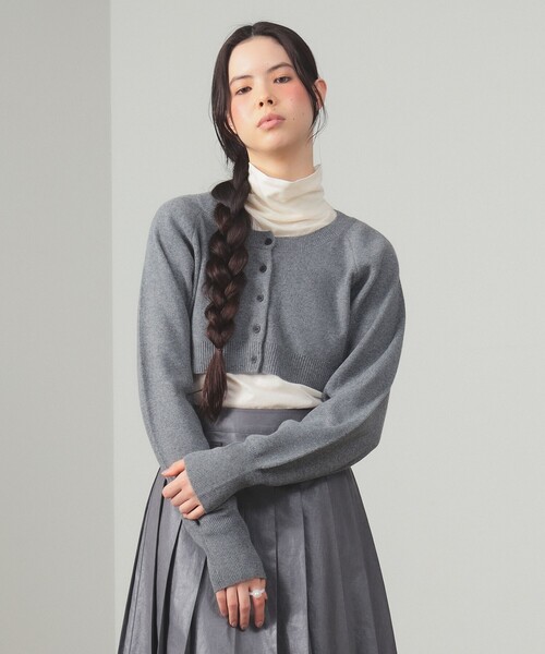 Ray BEAMS(レイビームス)の「クロップド クルーネック カーディガン(カーディガン/ボレロ・レディース・ダークブラウン/シルバー・ONE SIZE)」の10枚目の写真