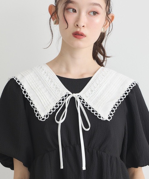 earth music&ecology(アースミュージックアンドエコロジー)の「セーラーカラーレース付け襟(付け襟・レディース・オフホワイト・FREE)」の1枚目の写真