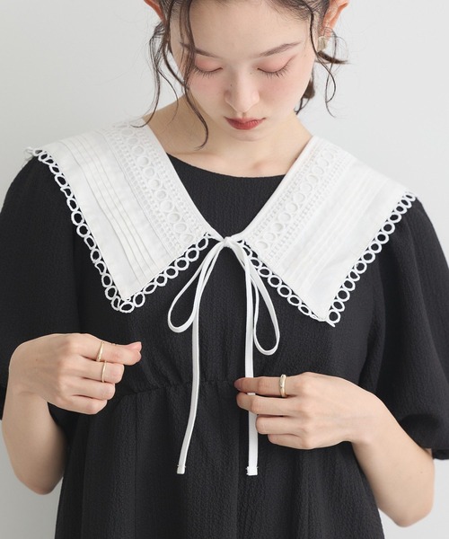 earth music&ecology(アースミュージックアンドエコロジー)の「セーラーカラーレース付け襟(付け襟・レディース・オフホワイト・FREE)」の2枚目の写真