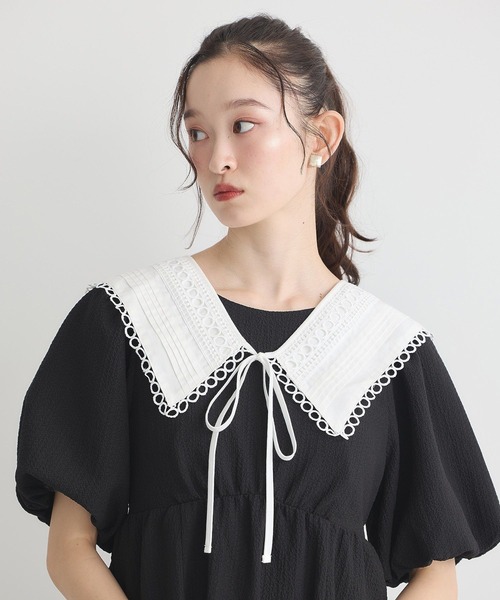 earth music&ecology(アースミュージックアンドエコロジー)の「セーラーカラーレース付け襟(付け襟・レディース・オフホワイト・FREE)」の3枚目の写真