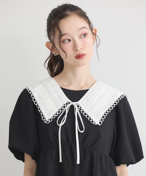 earth music&ecology(アースミュージックアンドエコロジー)の「セーラーカラーレース付け襟(付け襟・レディース・オフホワイト・FREE)」の4枚目の写真