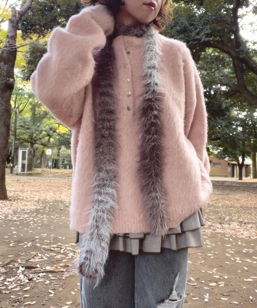 AS KNOW AS plus（アズノゥアズプラス）の「アソート スリムニットマフラー（マフラー・レディース・ベージュ系その他/レオパード/ベージュ系/ピンク系/ホワイト/グリーン系その他/ブルー系その他/ブルー系/グレー/ブラック系その他/ゼブラ/グレー系/ブラック・FREE）」の5枚目の写真