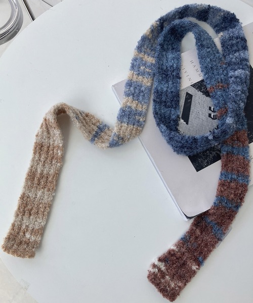 AS KNOW AS plus（アズノゥアズプラス）の「アソート スリムニットマフラー（マフラー・レディース・ベージュ系その他/レオパード/ベージュ系/ピンク系/ホワイト/グリーン系その他/ブルー系その他/ブルー系/グレー/ブラック系その他/ゼブラ/グレー系/ブラック・FREE）」の7枚目の写真