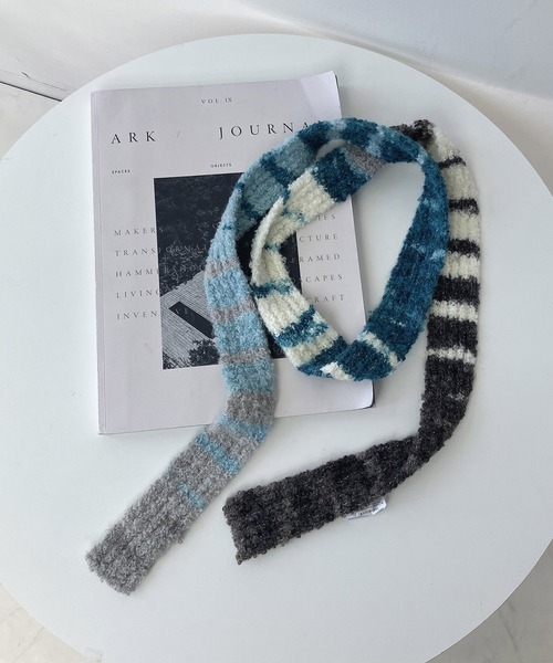 AS KNOW AS plus（アズノゥアズプラス）の「アソート スリムニットマフラー（マフラー・レディース・ベージュ系その他/レオパード/ベージュ系/ピンク系/ホワイト/グリーン系その他/ブルー系その他/ブルー系/グレー/ブラック系その他/ゼブラ/グレー系/ブラック・FREE）」の10枚目の写真