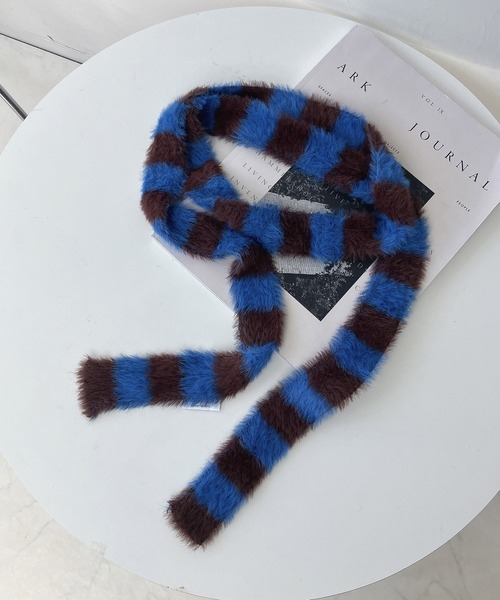 AS KNOW AS plus（アズノゥアズプラス）の「アソート スリムニットマフラー（マフラー・レディース・ベージュ系その他/レオパード/ベージュ系/ピンク系/ホワイト/グリーン系その他/ブルー系その他/ブルー系/グレー/ブラック系その他/ゼブラ/グレー系/ブラック・FREE）」の9枚目の写真