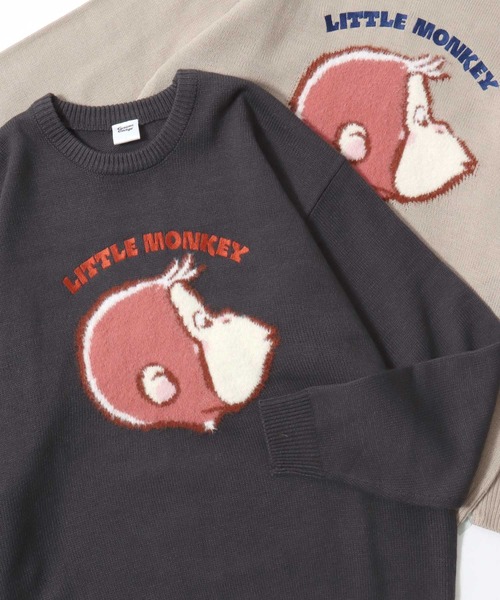 MARUKAWA(マルカワ)の「Curious George/おさるのジョージ オーバーサイズ ジャガード刺繍ニット レディース メンズ(ニット/セーター・レディース・アイボリー/ベージュ/スミクロ/ネイビー・L/LL/M)」の3枚目の写真